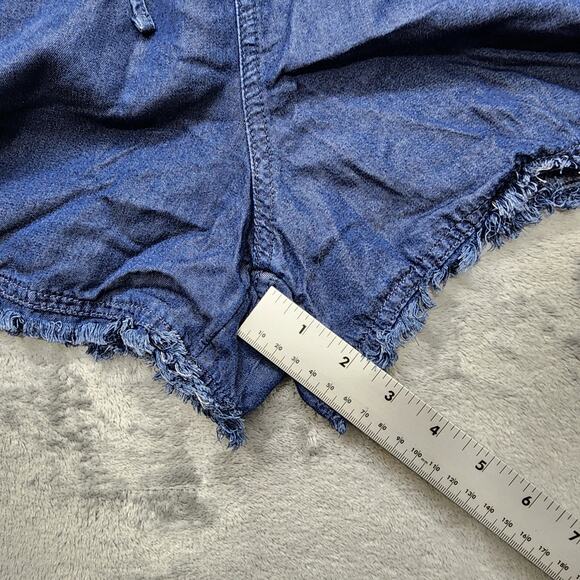 Time and Tru Shorts Womens XXXL (22) Blue Pull On Chambray Frayed Hem Drawstring - Picture 8 of 10